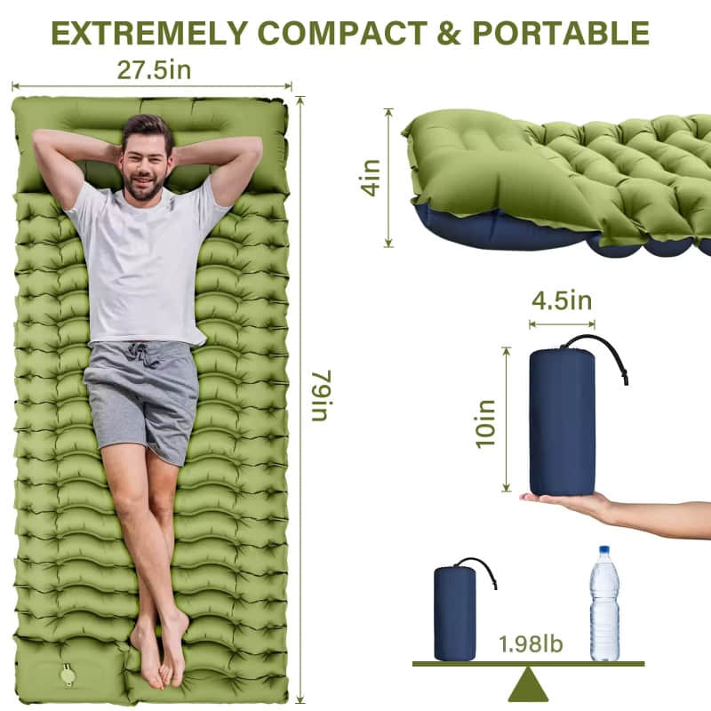 Built-in Foot Pump Inflatable Camping Sleeping Air Mattress