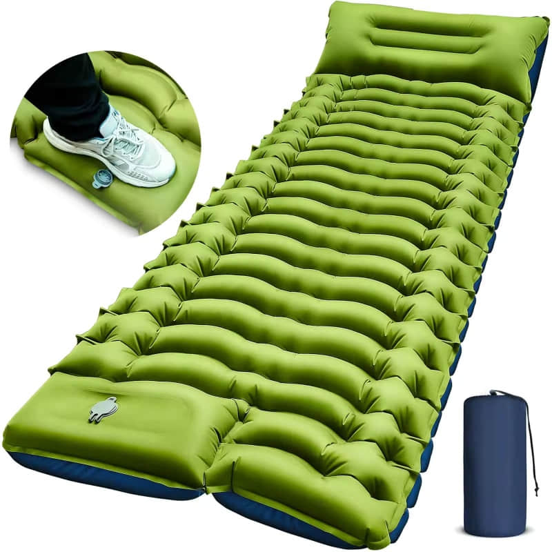Built-in Foot Pump Inflatable Camping Sleeping Air Mattress