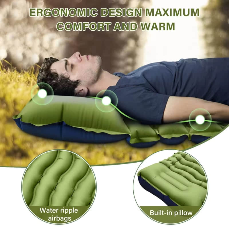 Built-in Foot Pump Inflatable Camping Sleeping Air Mattress