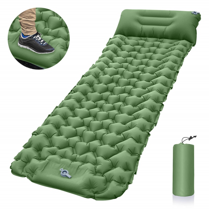 Built-in Foot Pump Inflatable Camping Sleeping Air Mattress