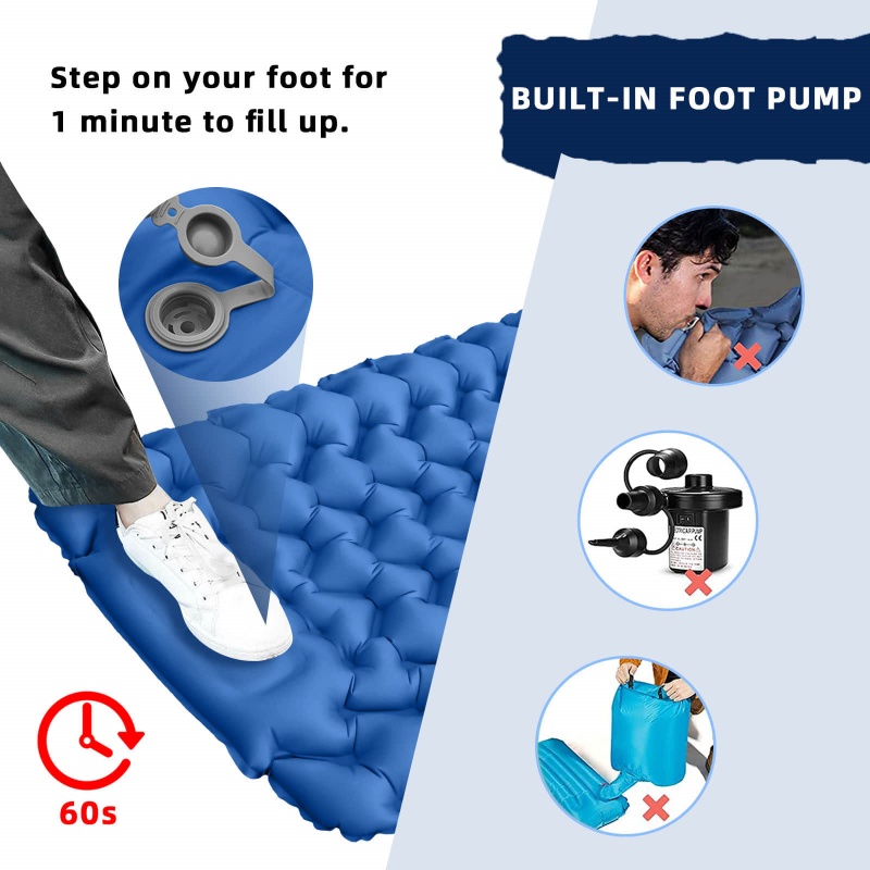 Built-in Foot Pump Inflatable Camping Sleeping Air Mattress Built-in Foot Pump Inflatable Camping Sleeping Air Mattress
