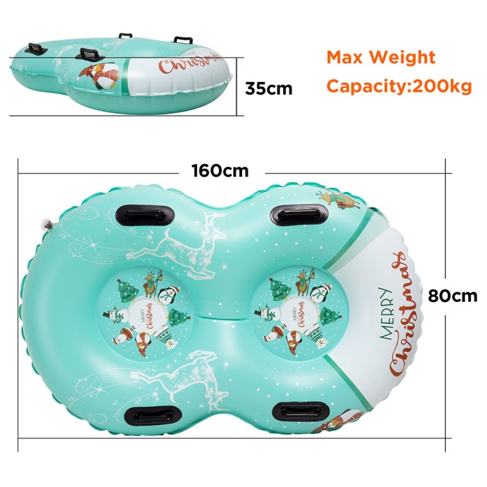 Heavy Duty 2 Person Winter Snow Tube Sled