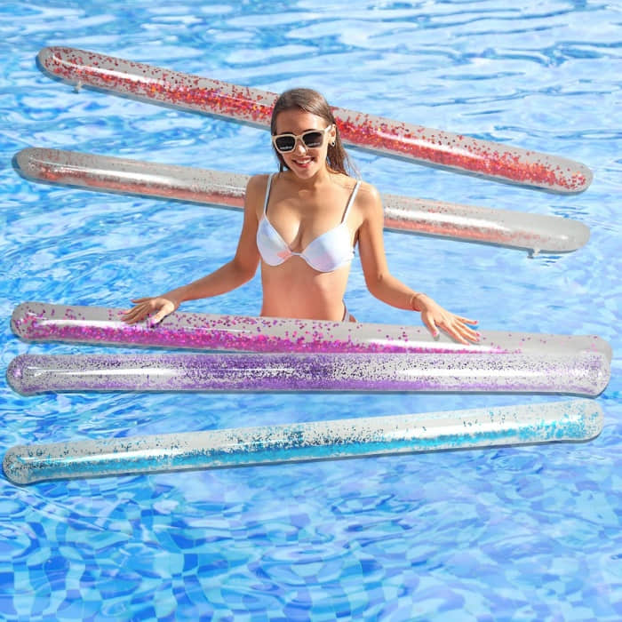 Inflatable Glitter Pool Noodles Float
