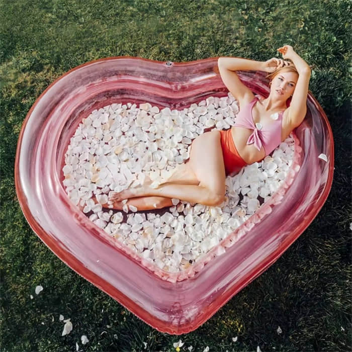 Inflatable Clear Pink Heart Swimming Pool